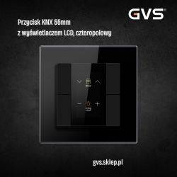 Przycisk KNX 55mm 4-polowy czarny z LCD