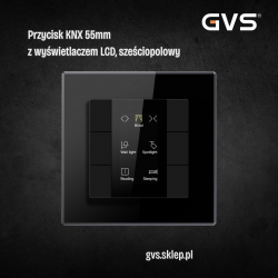 Przycisk KNX 55mm 6-polowy czarny z LCD