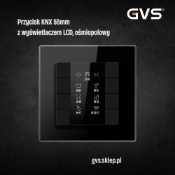 Przycisk KNX 55mm 8-polowy czarny z LCD