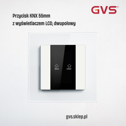 Przycisk KNX 55mm 2-polowy biały z LCD
