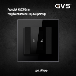 Przycisk KNX 55mm 2-polowy czarny z LCD