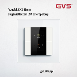 Przycisk KNX 55mm 4-polowy biały z LCD