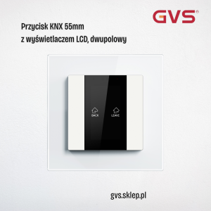 Przycisk KNX 55mm 2-polowy biały z LCD