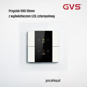 Przycisk KNX 55mm 4-polowy biały z LCD